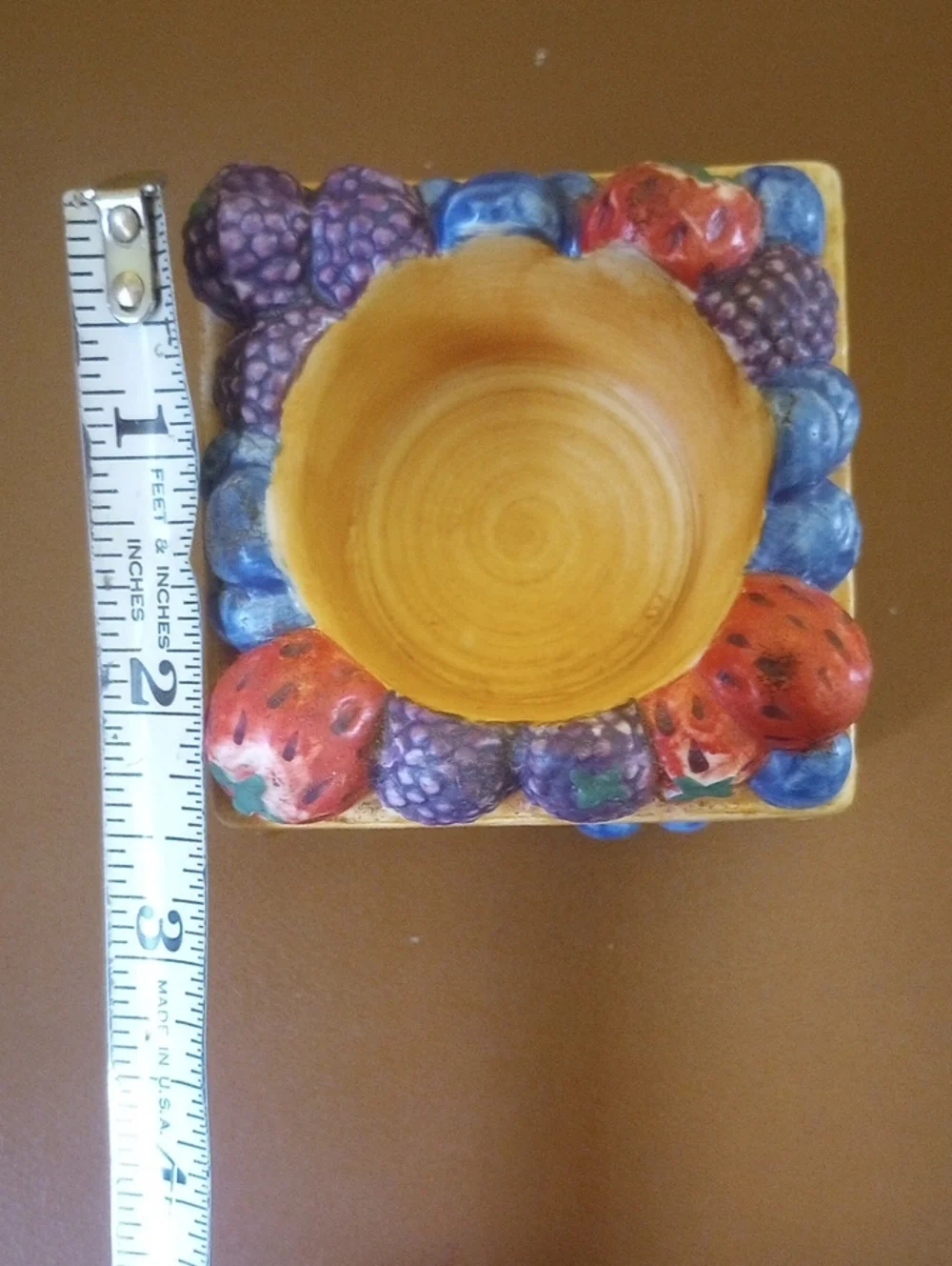 Strawberry & Floral Votive Candle Holder. Red Blue Purple Green White Tan
